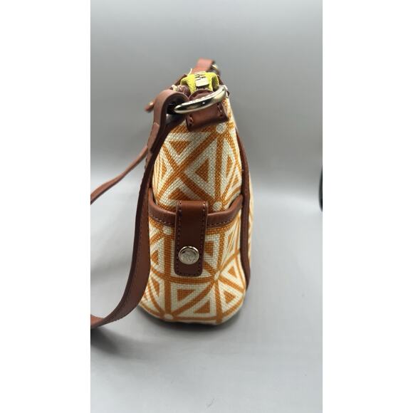 Spartina 449 Daufuskie Island orange Geometric Linen Shoulder Small-Med Bag - Picture 4 of 15